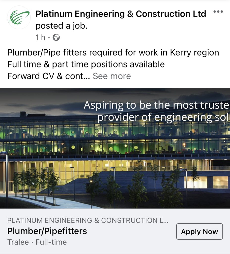 platinum__eng's tweet photo. Plumbers &amp; apprentices                Positions Available                                 Forward CV to info@platinumengineering.ie https://t.co/NfzAVjtHyu