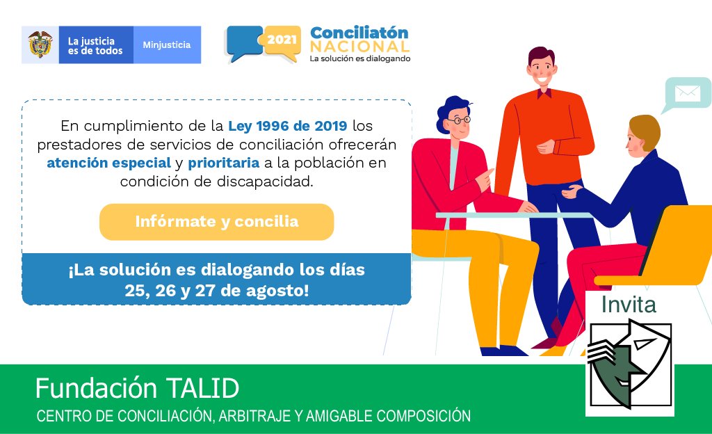 fundatalid's tweet photo. Queremos que la conciliación sea una verdadera opción de justicia para las mujeres. Participa en la #ConciliatónNacional 2021 y resuelve tus controversias. 

Infórmate.
 #PongámonosDeAcuerdo
#LaSoluciónEsDialogando https://t.co/iYtn0vf194