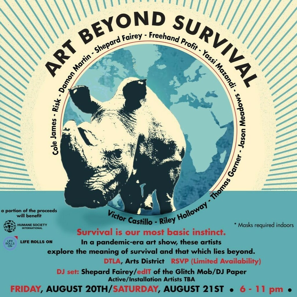 artopenings_la's tweet photo. Art Beyond Survival
Featuring
• Shepard Fairey ( @obeygiant)
• Risk Rock (@riskrock)
• Damon Martin (@damonmartin_artist)
• Cole James (colemjamesart)
• Freehand Profit (@freehandprofit)
• Yassi Mazandi (@yassi_studio)
• Jason Meadows (@jasonmead… https://t.co/fXTlNFJtlV https://t.co/APODp9948G