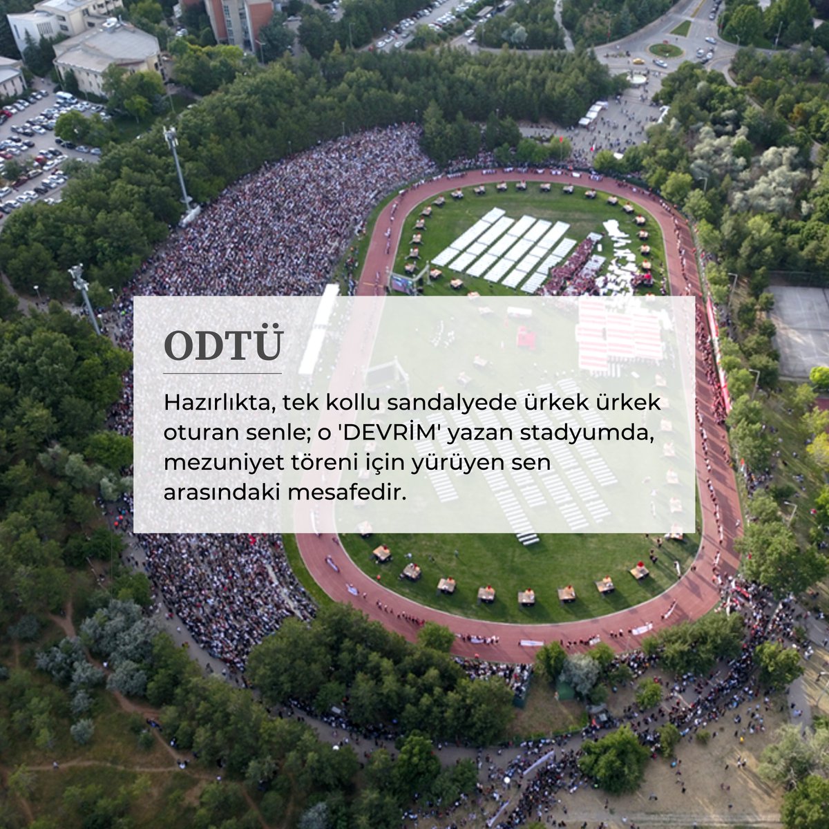odtu_md's tweet photo. Devrim’siz mezuniyet olmaz Hocam!

Her sene Devrim’de yapılan mezuniyet töreni; ODTÜ kültürünün en kıymetli parçalarından biridir. Mezuniyetin yeri Devrim’dir, Devrim kalmalıdır!

#DevrimdeMezuniyet https://t.co/YQbQpOXXdR