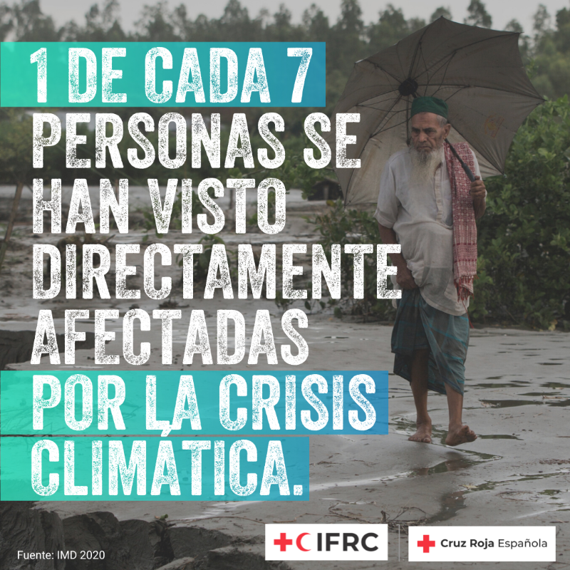 CruzRojaEsp's tweet photo. [#DíaMundialAsistenciaHumanitaria]

🤔¿Te puede afectar una crisis climática? 

1️⃣ de cada 7️⃣ personas  se han visto afectadas directamente. Miles de personas han perdido su vida o sus casas. Debemos actuar AHORA.

#WorldHumanitarianDay #WHD
