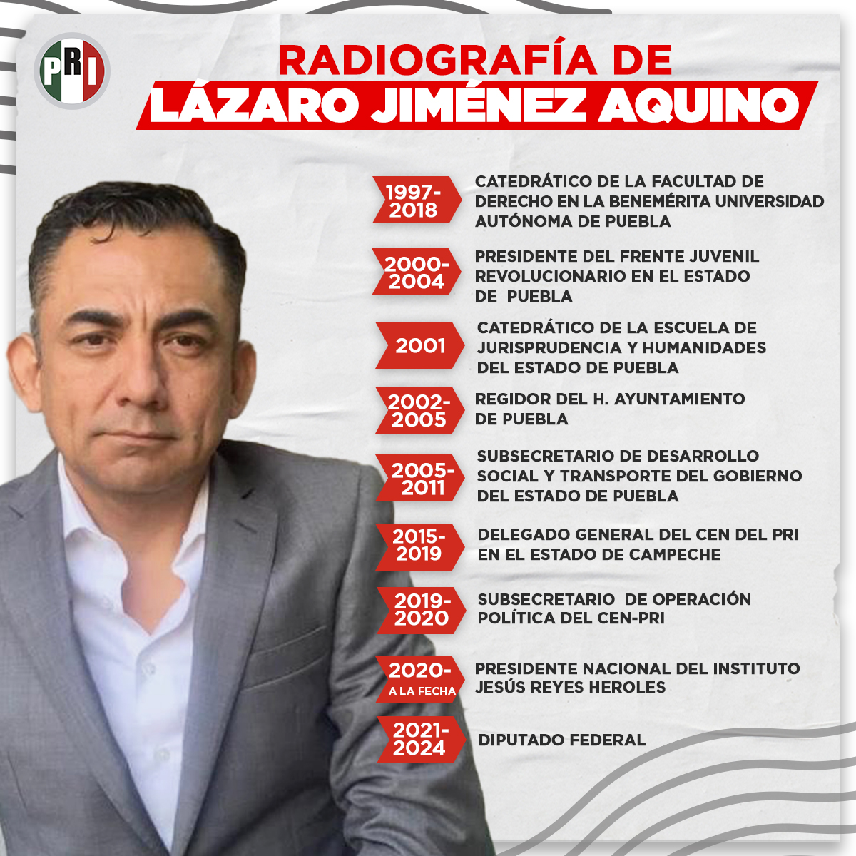 PRI_Nacional's tweet photo. Conoce a @lazarojimeneza y sus logros en Puebla. Su conocimiento sobre transporte y desarrollo social hará que tengamos un mejor México. https://t.co/OJVX9aRdHQ