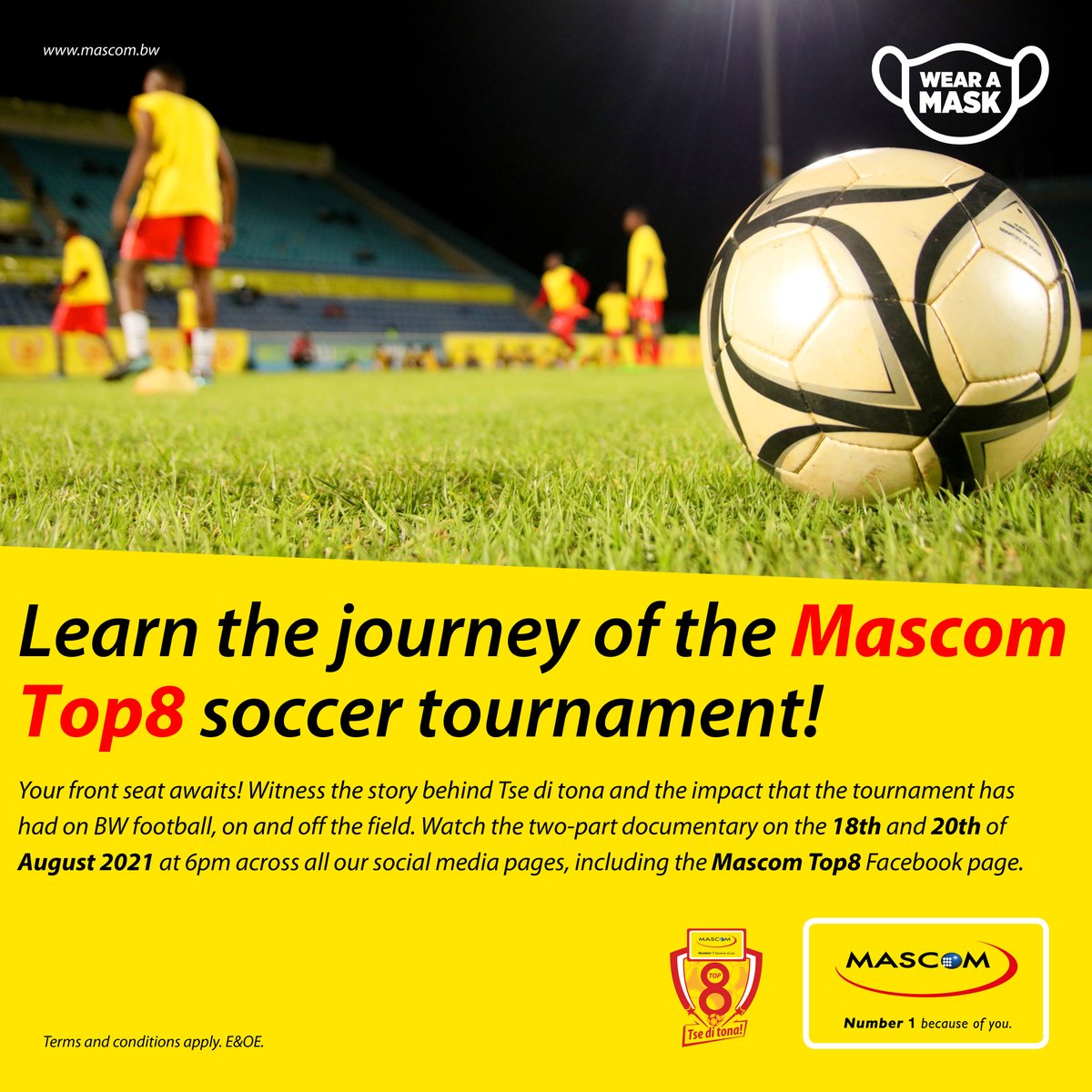 MascomWireless's tweet photo. Learn the journey of the Mascom Top8 soccer tournament!
๐บ: Across Mascom Social Media Platforms
๐
: 18th Aug 2021 / 20th Aug 2021
๐: 6:00 PM
#MascomTop8 #MascomTop8Journey #TseDiTonaโฝ๐ https://t.co/ZnJYD6QzbS