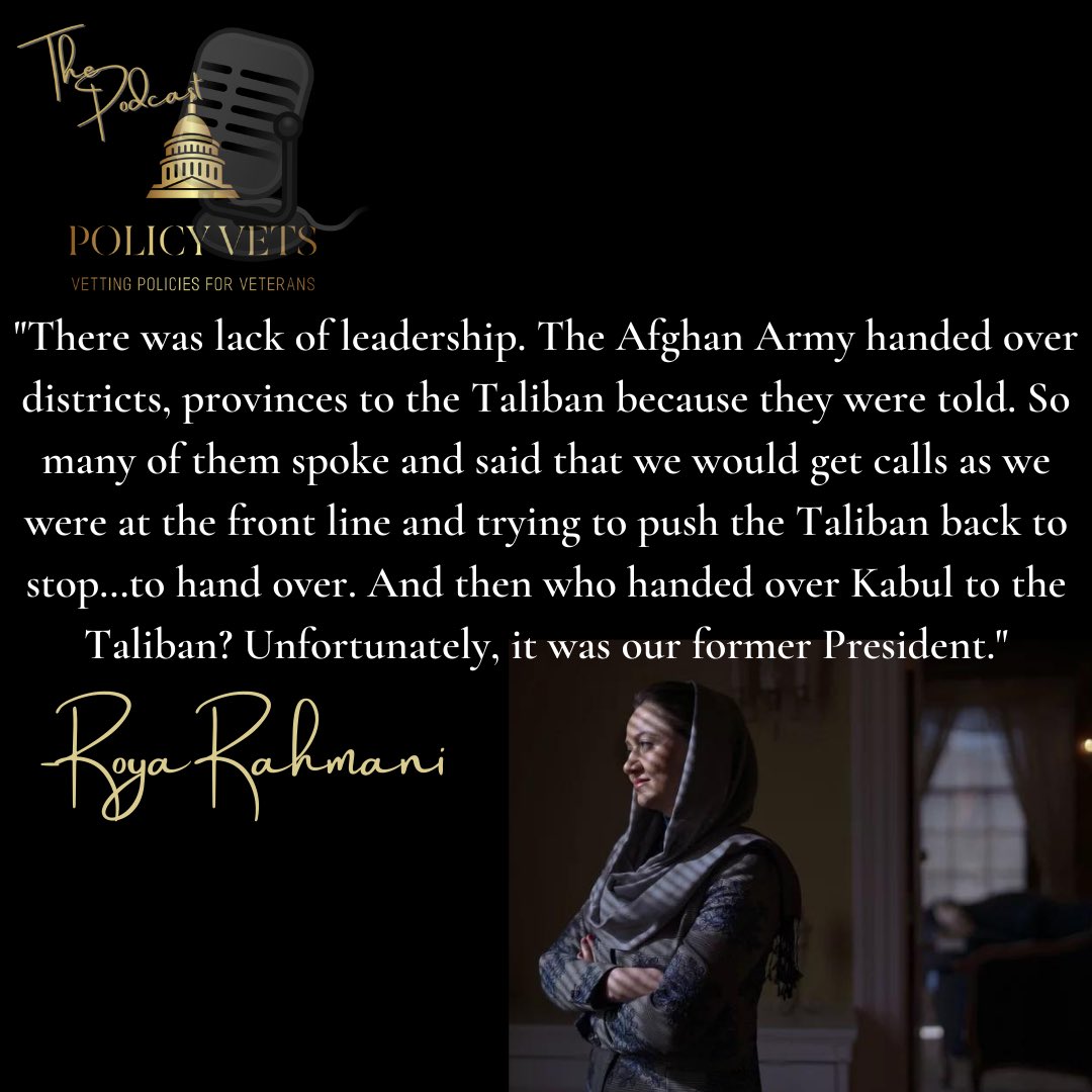 PolicyVets (@policyvets) on Twitter photo Afghanistan's most recent Ambassador <a href="/RoyaRahmani/">Amb.Roya Rahmani</a> responds to President Biden’s
National address&talks about how the plan for Afghanistan fell apart.
When Ambassador Rahmani tells #policyvetspodcast listeners that she feels betrayed - find out why - the truth will surprise you. Afghanistan's most recent Ambassador <a href="/RoyaRahmani/">Amb.Roya Rahmani</a> responds to President Biden’s
National address&talks about how the plan for Afghanistan fell apart.
When Ambassador Rahmani tells #policyvetspodcast listeners that she feels betrayed - find out why - the truth will surprise you.