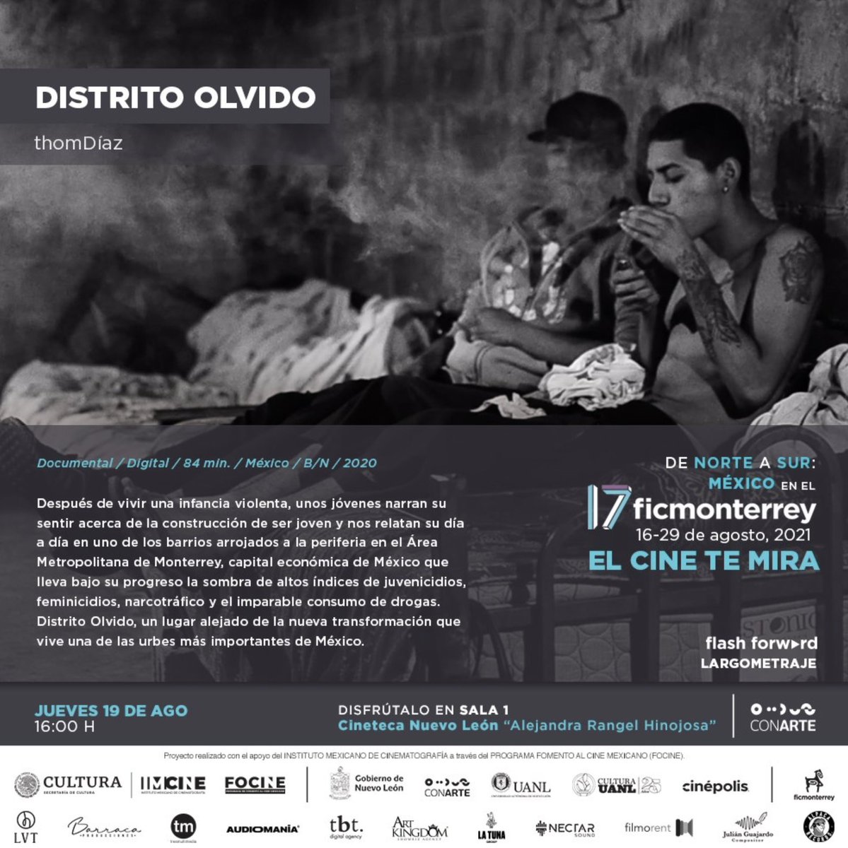 Fantagonico's tweet photo. Gran alegria, nuestro documental #DistritoOlvido sigue abriendo puertas y saltando muros. Forma parte de la la cartelera de @ficmonterrey y próximamente estará moviéndose en otros espacios. El Cine te Mira y Distrito Olvido habla!. 19 de Agosto, 16H, Sala 1, Cineteca NL https://t.co/5LsrOb64TU