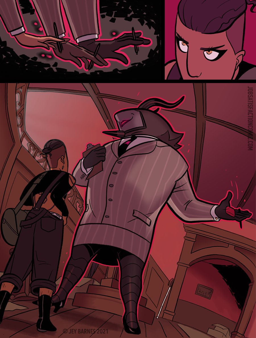 JeyBarnes's tweet photo. Job Satisfaction! It's about freelance demon summoners and the metrics of success that are foisted on us so often, we mistake them for our own. It's about hot demons. It fails at cishet Representation. It's my favorite thing I've ever made. #meetthewebcomic https://t.co/IT1Fgd8it3
