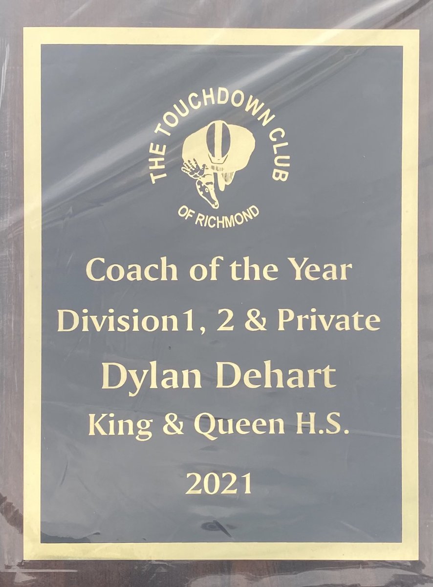CoachDeHart1's tweet image. So grateful to @TDClubRVA for naming me Coach of the Year for the 2020-2021 football season. A special thanks to @KingandQueenCo5 for believing in me and allowing me to lead such an amazing group of young people. Big shout out to Coach Mike Dabney! #Family #GoTigers