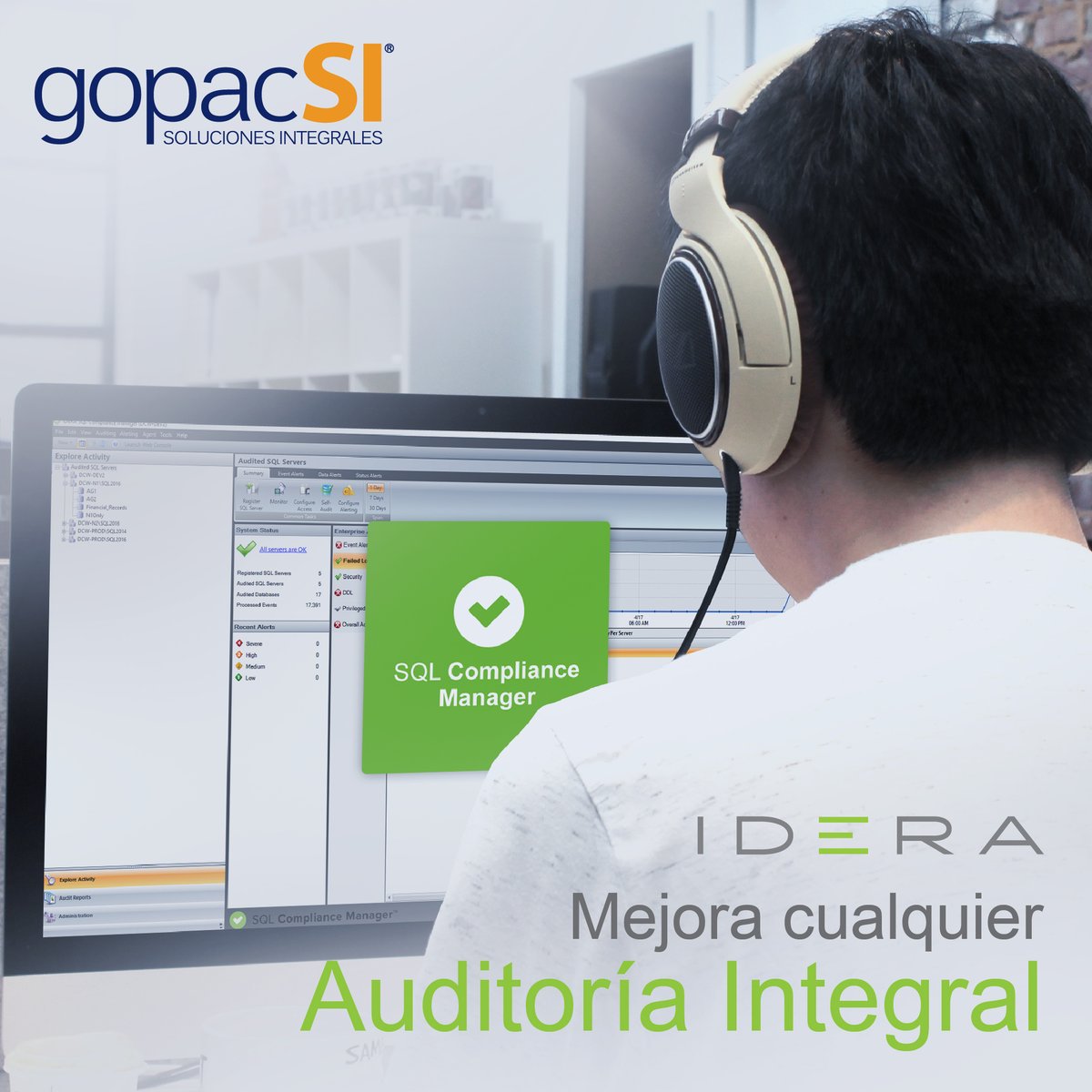 gopacsi's tweet image. Protégete con #SQLComplianceManager, la mejor solución para controlar y rastrear cambios en objetos de SQL Server y datos, además te envía alertas sobre actividad sospechosa y da visibilidad detallada para saber quién hizo qué, cuándo, dónde y cómo.