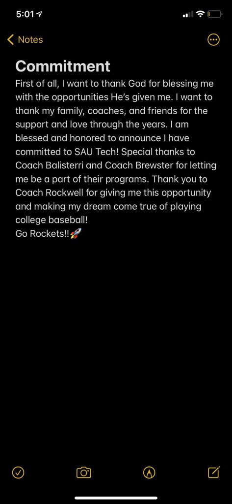 I’m blessed and honored to announce my commitment to SAU Tech. Thank you for all the people that supported me along the way! 

<a href="/Brewsterc29/">Chase Brewster</a> <a href="/PBR_Arkansas/">Brian Walker</a> <a href="/AR_Sticks/">Sticks Baseball</a> <a href="/PerfectGameUSA/">Perfect Game USA</a>  @JBrownPG <a href="/3N2Sports/">3N2 Sports</a> <a href="/PantherRBI/">Benton RBI Club</a> <a href="/TRock01/">Tanner Rockwell</a> <a href="/SAUT_BSB/">Rocket Baseball</a>