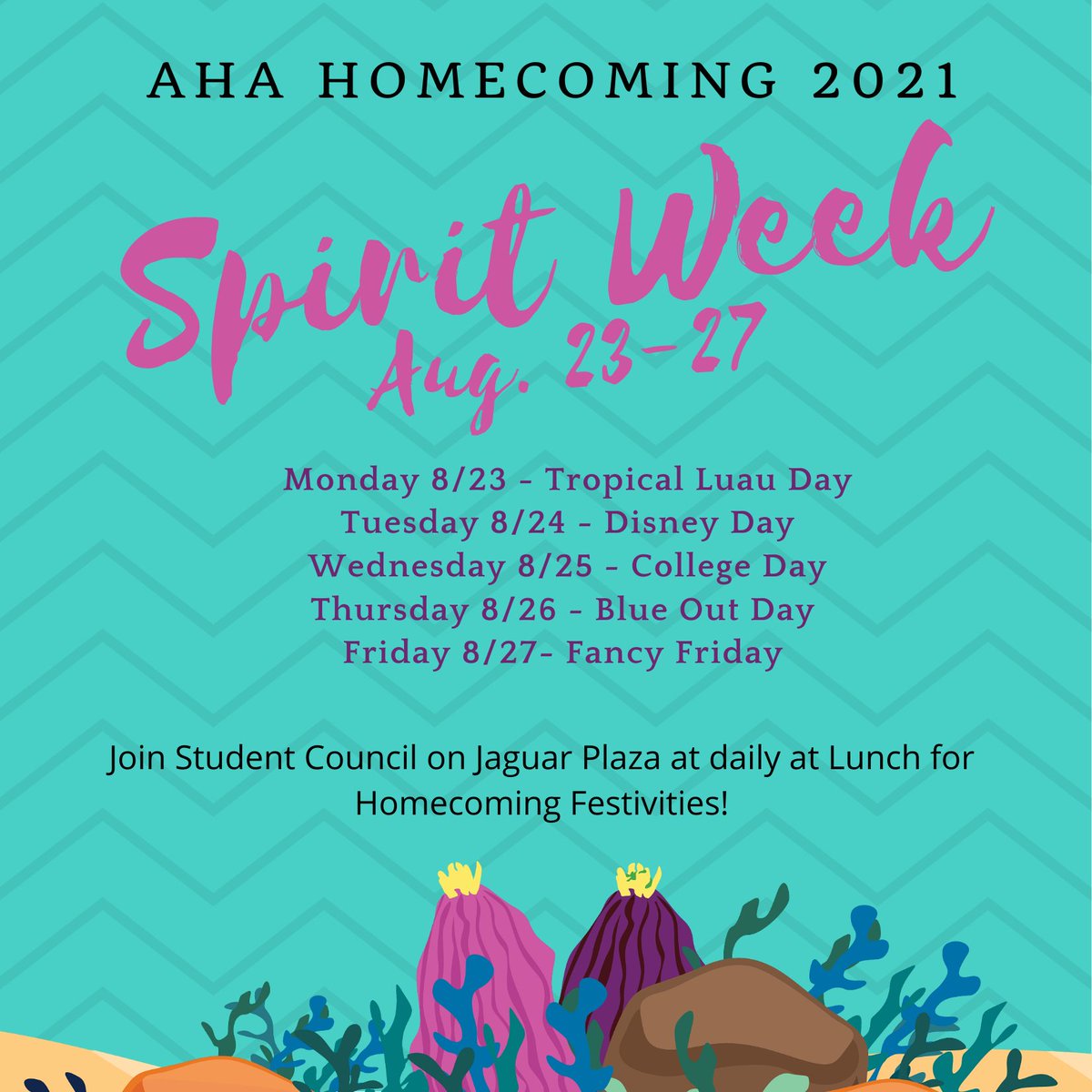 Get ready to spread #JagPride next week with these Spirit Week themes! #AHAHS