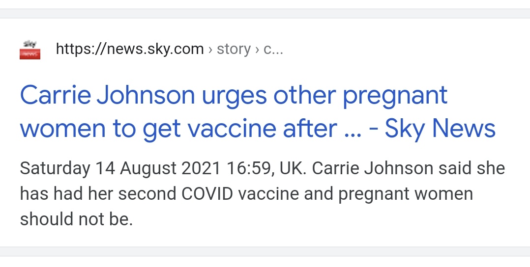 Thedailygrail's tweet photo. @emocsahemiteht @Dr_RohenKapur @The_Truth_II According to Sky News, she got the second jab and said pregnant women should not be. Pregnant presumably. 😬 #metafail #badSEO https://t.co/a2pbCj6oFh