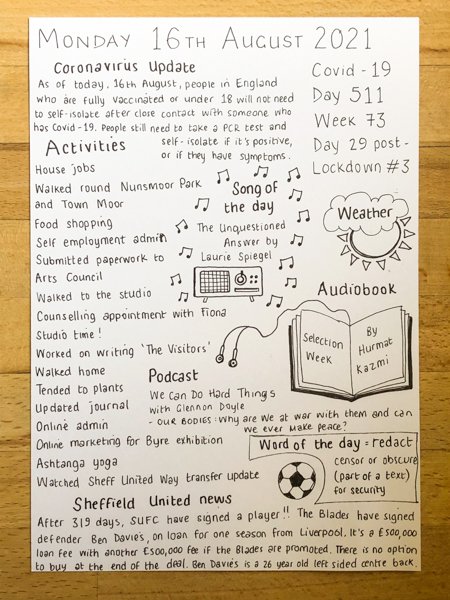 hshaddock's tweet photo. Covid - 19 Day 511 - Post-Lockdown - Day 29 https://t.co/idRmKACvfU
#lockdown #lockdown2021 #lockdownlife #lockdownjournal #lockdowndiary #bulletjournal #creativediary
#BalticOpenOut @JNCPod @SheffUnitedWay @IngoodNick17 @BenDavies1108 @SheffieldUnited @ace_national https://t.co/wja0cZR4GP