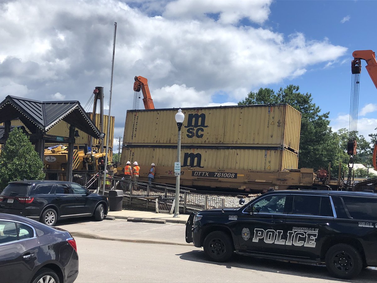 AMarcum123's tweet photo. @spann train derailed in irondale this morning around 10:30. Right in front of the irondale cafe. https://t.co/2a7TNnBNDV