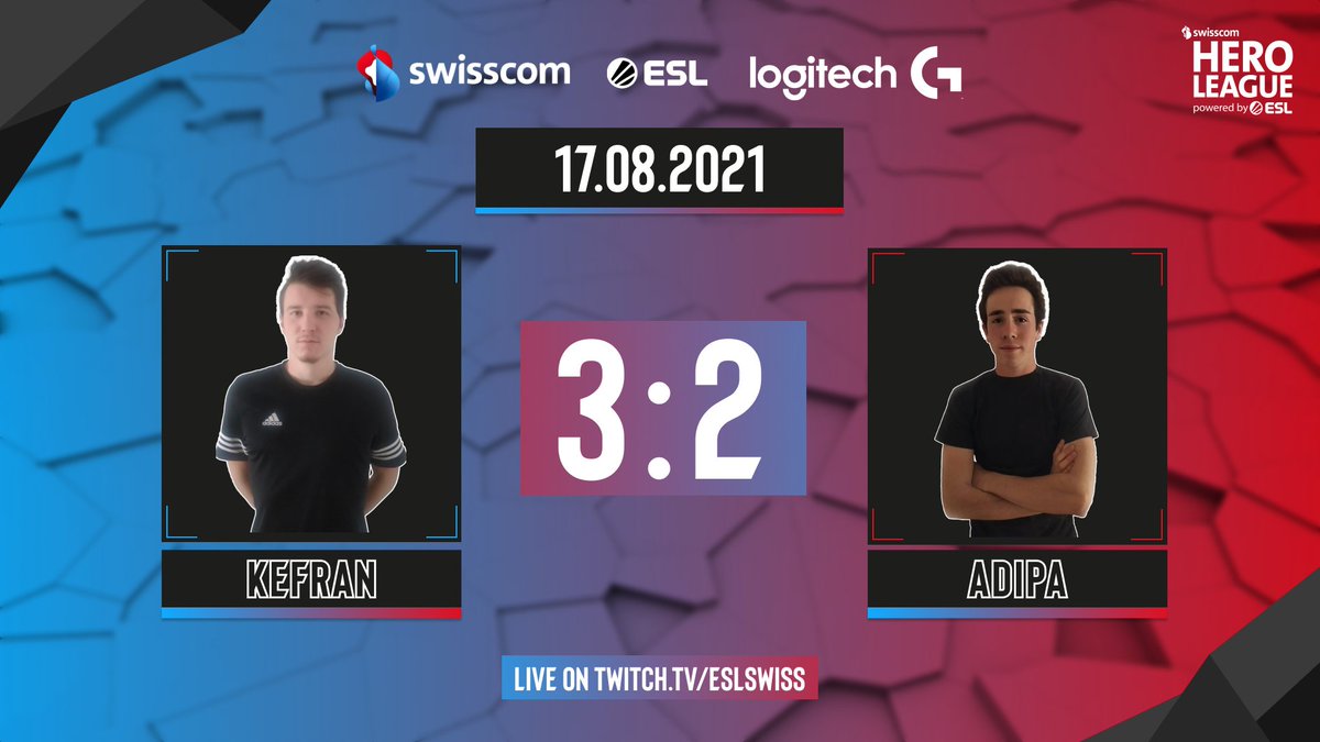 What a close and exciting match! <a href="/CR__Franck/">kefran</a> wins against <a href="/AuerAdrian/">Adipa</a>. GGs to both parties. 🤝

Next up are <a href="/T0yBoy_/">T0yBoy</a> 🆚 @Baumbert1.

🔴 twitch.tv/eslswiss