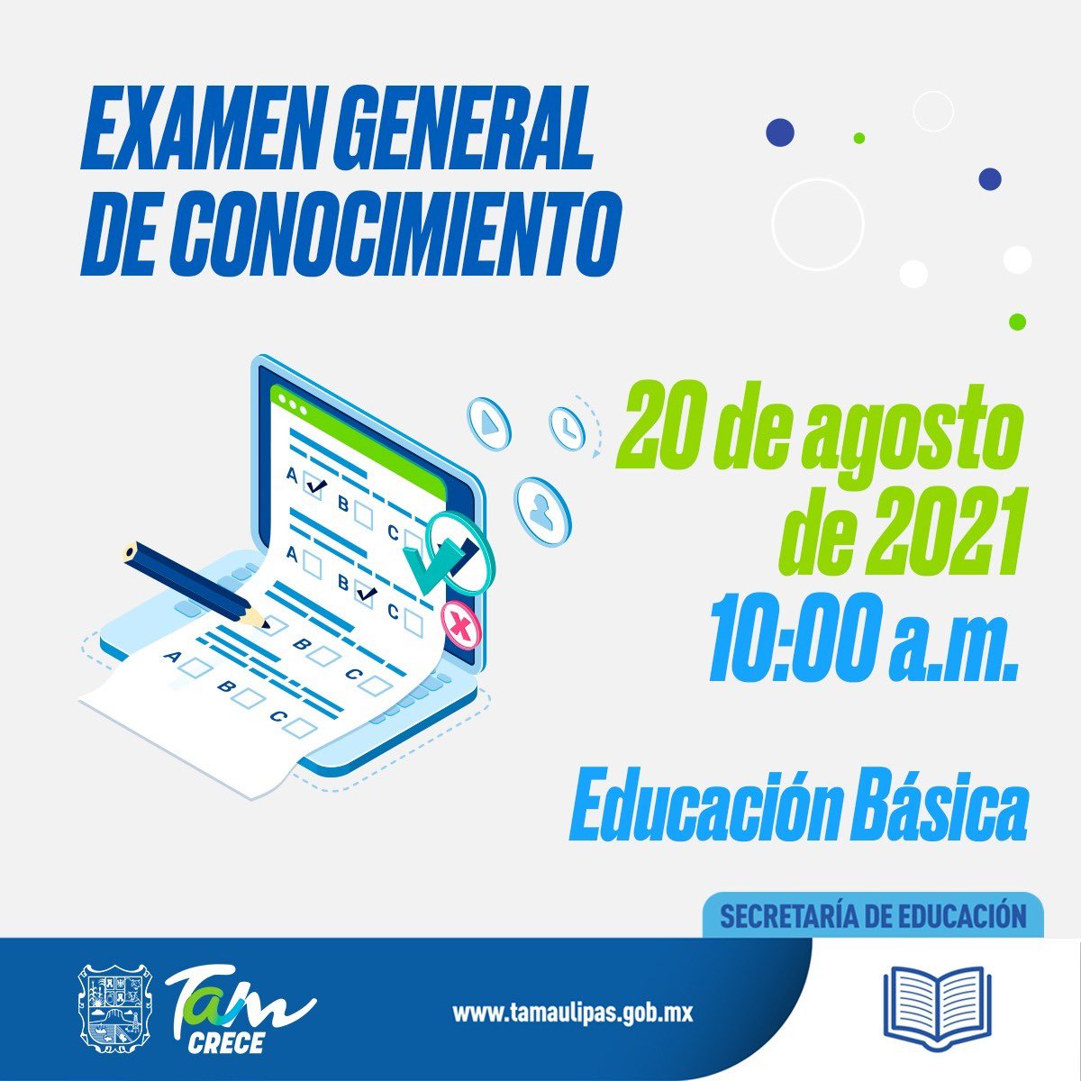 Examen General de Conocimiento en línea. Para los alumnos no aprobados en el ciclo escolar 2020-2021.

Los alumnos deberán solicitar esta evaluación a través de la siguiente liga:  forms.gle/QwCRWUi47CwG37…