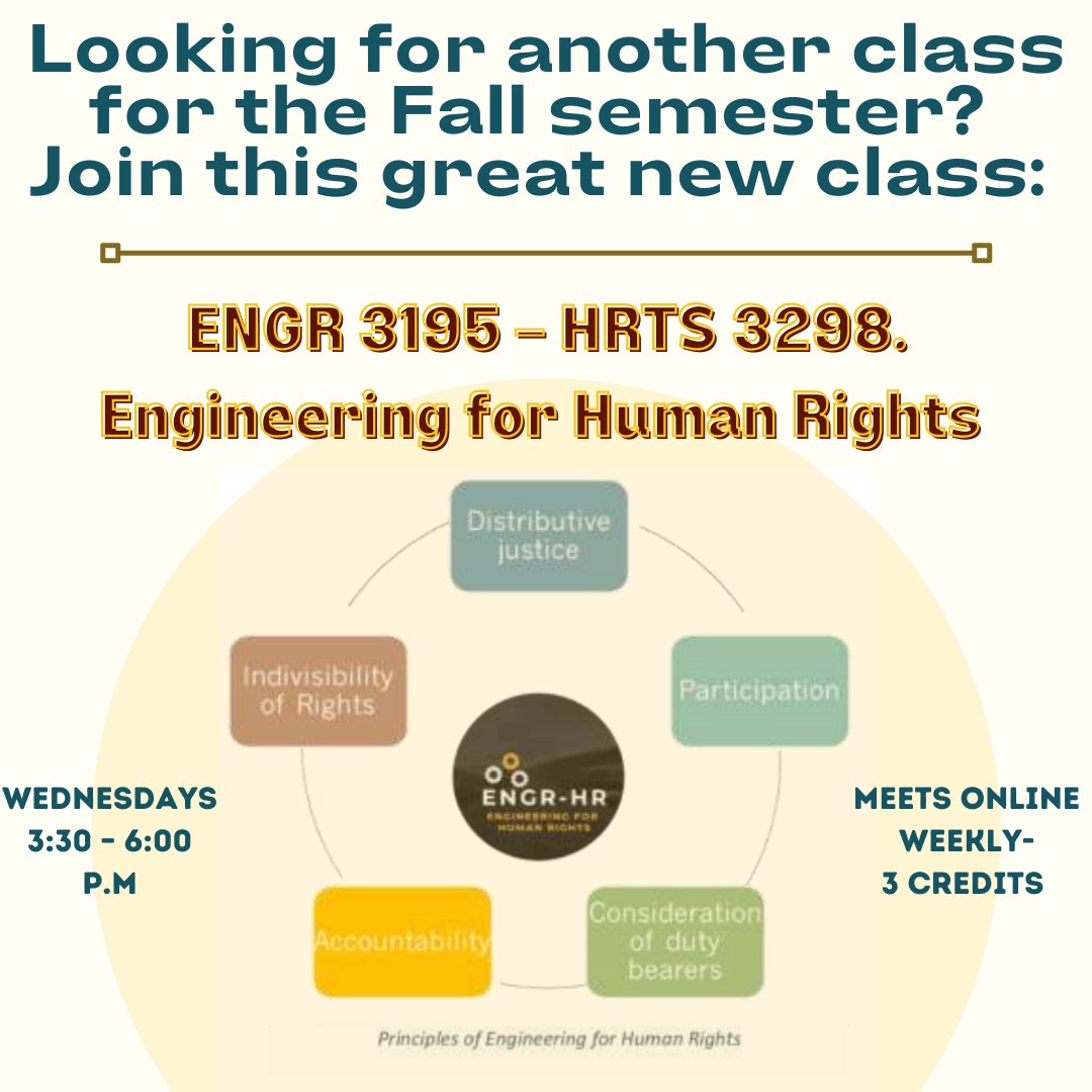 UConn_BCLC's tweet photo. This seminar explores the role of engineering in society drawing on a range of ethical paradigms and human rights principles. https://t.co/jpSsSaRKHR