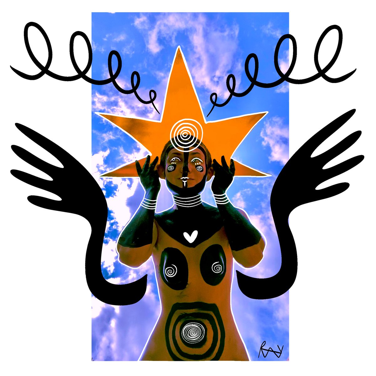 RAYRASOL's tweet photo. star head came down on a light beam, belly full https://t.co/aJtLgX3plC