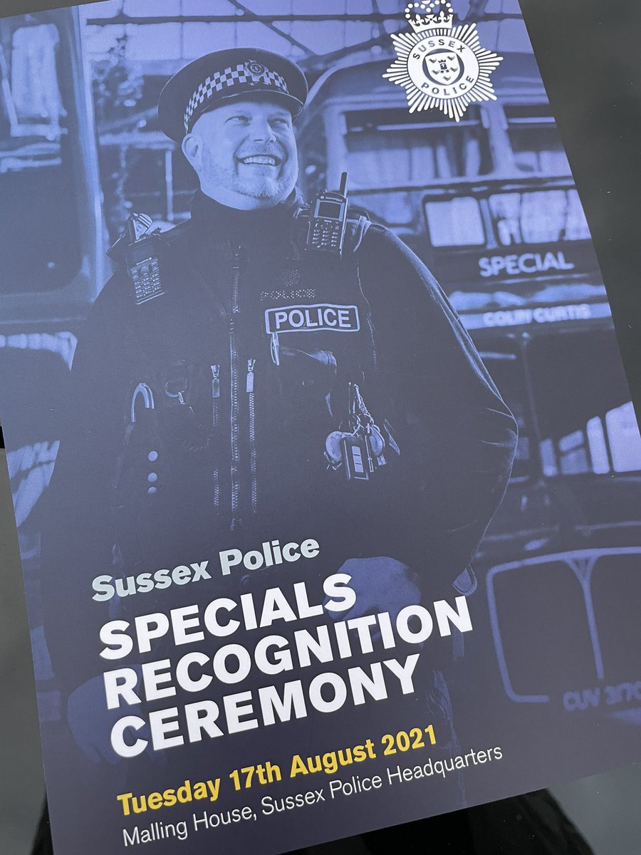 KatyBourne's tweet photo. Really pleased to attend the Sussex Specials Recognition Ceremony this evening with @CCJoShiner &amp; watch some amazing volunteers receive awards for many years of service. Since March, our @SussexSpecials have amassed over 40,000 hours supporting @sussex_police! #VolunteersRock 👍 https://t.co/c1JGebp6UG