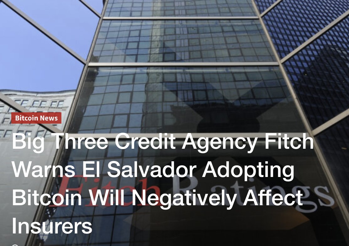 miloxchange's tweet photo. Big Three Credit Agency Fitch Warns El Salvador Adopting Bitcoin Will Negatively Affect Insurers
For more info: - https://t.co/LsMfHc9cNR  #bitcoin #cryptocurrency #cryptonews #eth https://t.co/WEZrYMmCbG