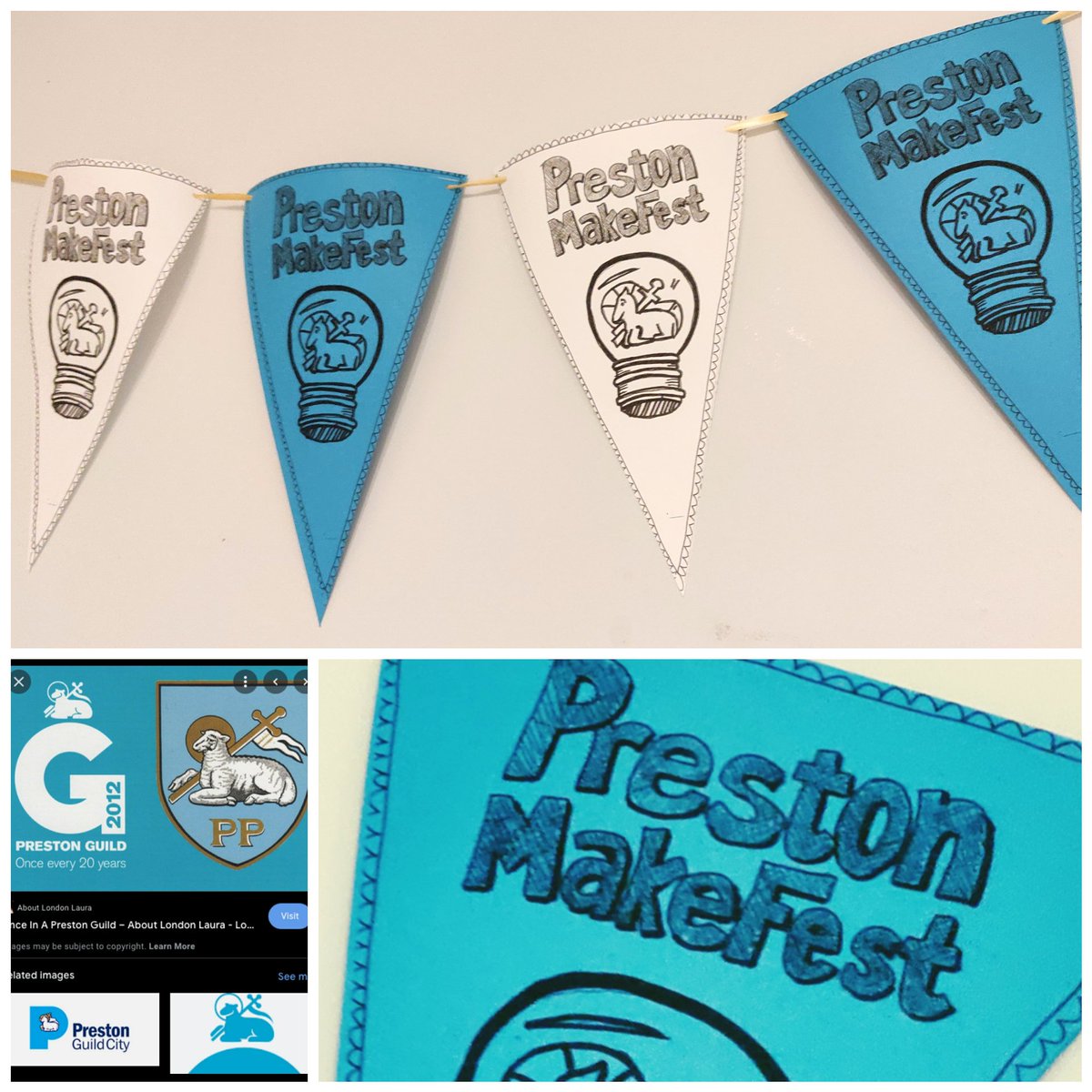 More progress with the bunting for #MakePrest. Colours match <a href="/prestoncouncil/">Preston City Council</a> scheme, though photos don't show true.