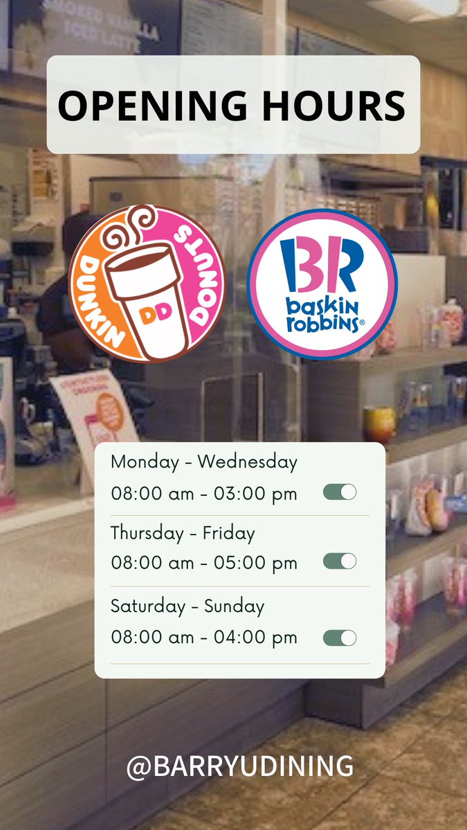 BarryUDining's tweet image. Move in week dining hours !!