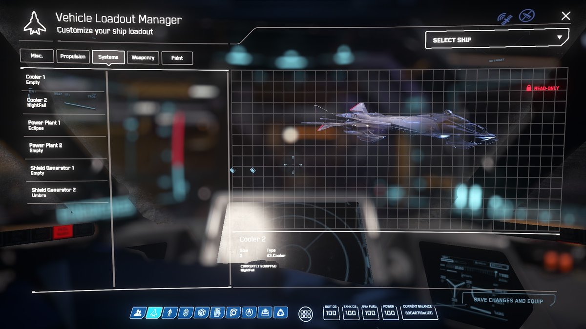 Introvert1sh's tweet image. Going by Subliminal&apos;s advice on his ship ranking video to make stealth bomber/Retaliator.
Went with one each component. all s2 Grade A stealth. Same with QT drive. no weapons. 9200km b4 missile lock. Hit with ease from 10k. vs 3000 km in Eclipse.

#StarCitizen #Retaliator