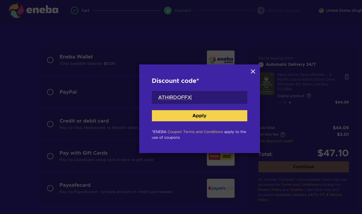 mattswider's tweet image. 😯In stock: PlayStation Plus + Xbox Game Pass Ultimate (US-only / LIMITED stock)

PS Plus $40/1 yr mttswdr.co/ps-plus-eneba
Promo code: ATHIRDOFFPS

Xbox Game Pass Ultimate $30/3 mo mttswdr.co/xbox-game-pass…
Promo code: ATHIRDOFFX

Parents: Required for PS5/Xbox online multiplayer