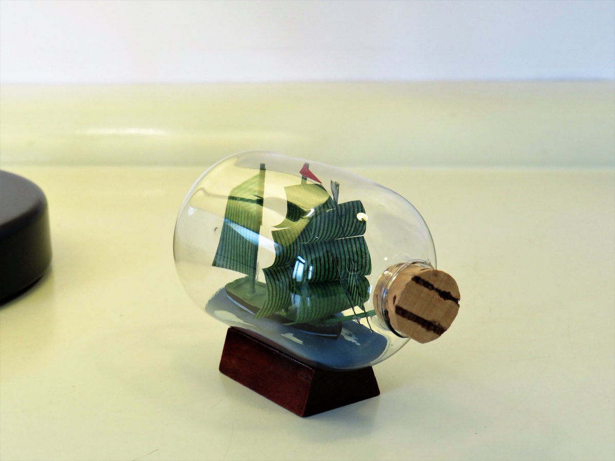 MaLanterne's tweet photo. Vintage Ship in a Bottle, Vintage Boat with Wooden Pedestal, Glass Ship, Tiny Nautical Decor, Art Object, Navy Souvenir Gift, Sailormoon,70s https://t.co/dMfb75q9Rm #Wedding #FREESHIPPING #Gifts #Europaleague #Homedecor #Summergift #EURO2020 #KhakiColor https://t.co/dcrWx9GI5e