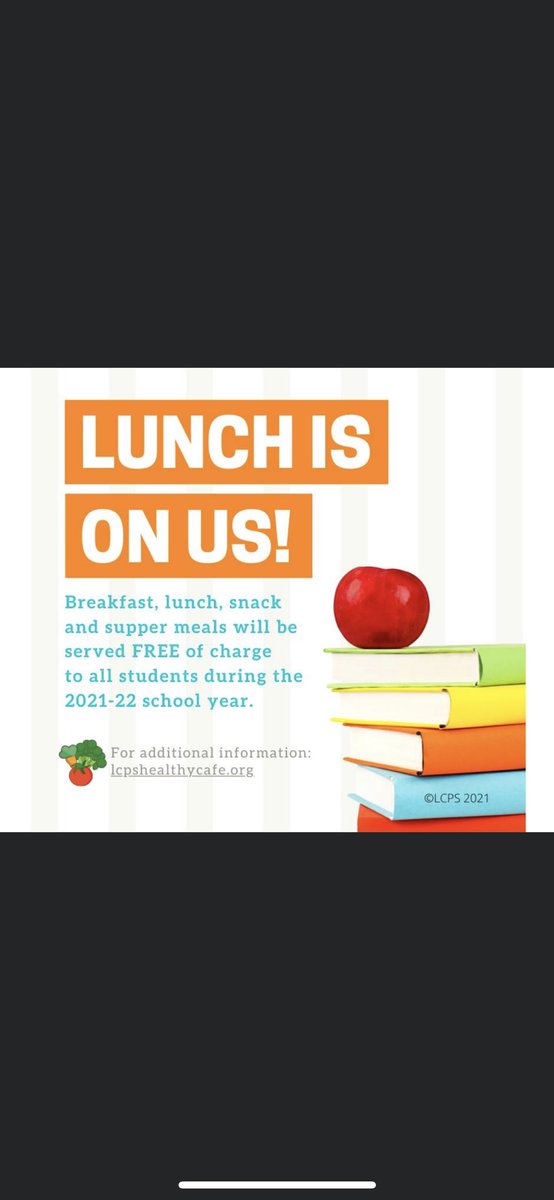 Desayuno,Almuerzo y refrigerio gratis en las escuelas de LCPS