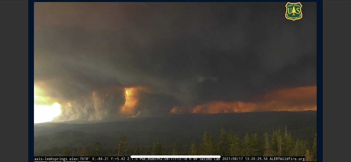 chadmyerswx's tweet photo. This is not a photoshopped image it is 5 minutes ago from the new #caldor fire in California.   Here is the link.  Click on the highlighted arrow to see a live pic.  Click play to select timelapse. https://t.co/Fh9Homeumq. https://t.co/uWD3uoQMck