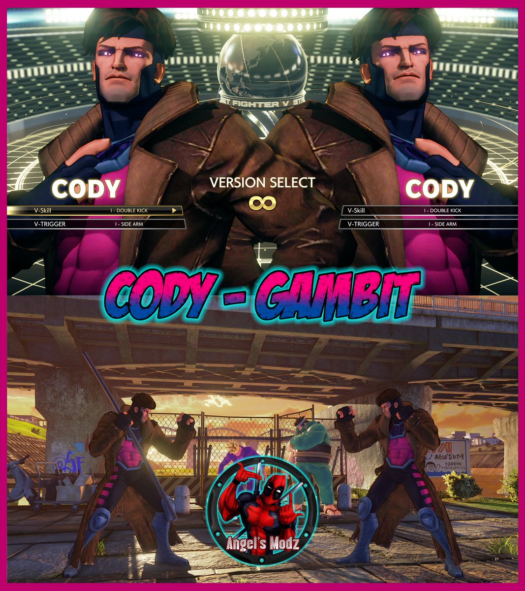 TheAngelsModz's tweet photo. because I wanted to baby. Gotta have a llittle Remy haha, more X-Men coming. And the weapon mod too. #SFV #SFVCE #SFVSummerUpdate2021 #SFVAE #StreetFighter #xmen #mods #gambit #remy #cajun #Marvel #marvelContestofChampions #fanart https://t.co/g0ajnrQZOu