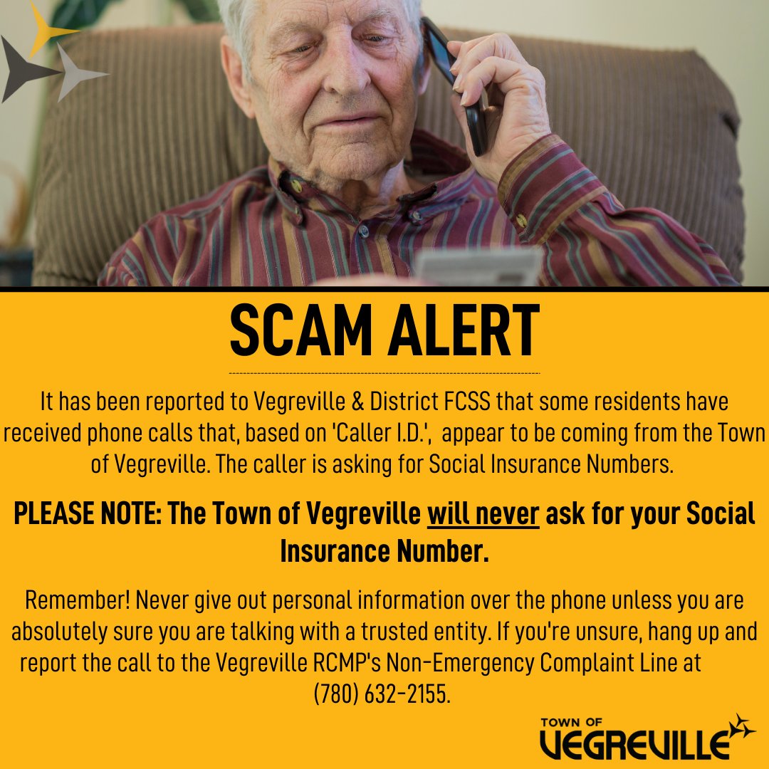 🚨 𝐒𝐂𝐀𝐌 𝐀𝐋𝐄𝐑𝐓 🚨

Remember! Never give out personal information over the phone unless you are absolutely sure you are talking with a trusted entity.

#Vegreville
#RoomToGrow
#PhoneScam
#ABRCMP