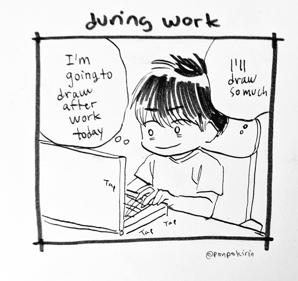 ponpokirin's tweet image. Artists with a day job be like