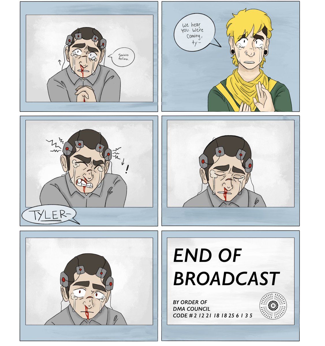 IsolatedSedated's tweet photo. CHAPTER ØNE: BROADCAST 

#cliqueart #twentyonepilots #iascomic #tylerjoseph #joshdun #dema https://t.co/Z3jyPg7T1e