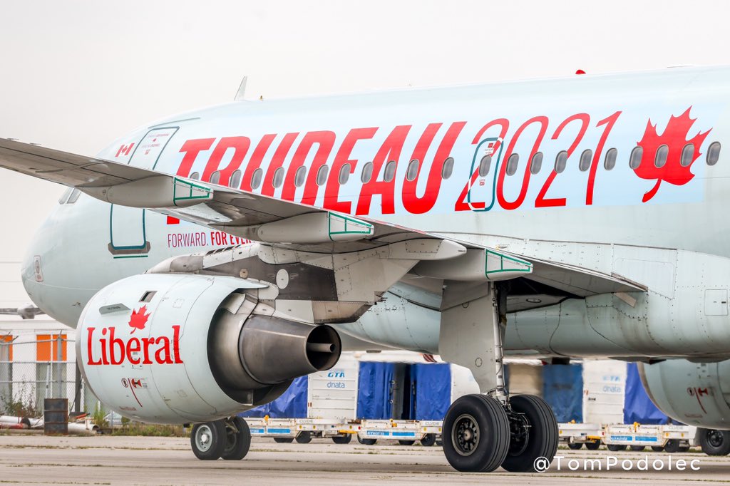 TomPodolec's tweet photo. PHOTOS Air Canada Jetz, now with with Liberals Justin Trudeau decals/slogan, arrived in Toronto from Montreal. #AC7027
C-GBIK Airbus A319
#electionplane #Elxn44 #elxn2021 https://t.co/m5K3SHh3sm