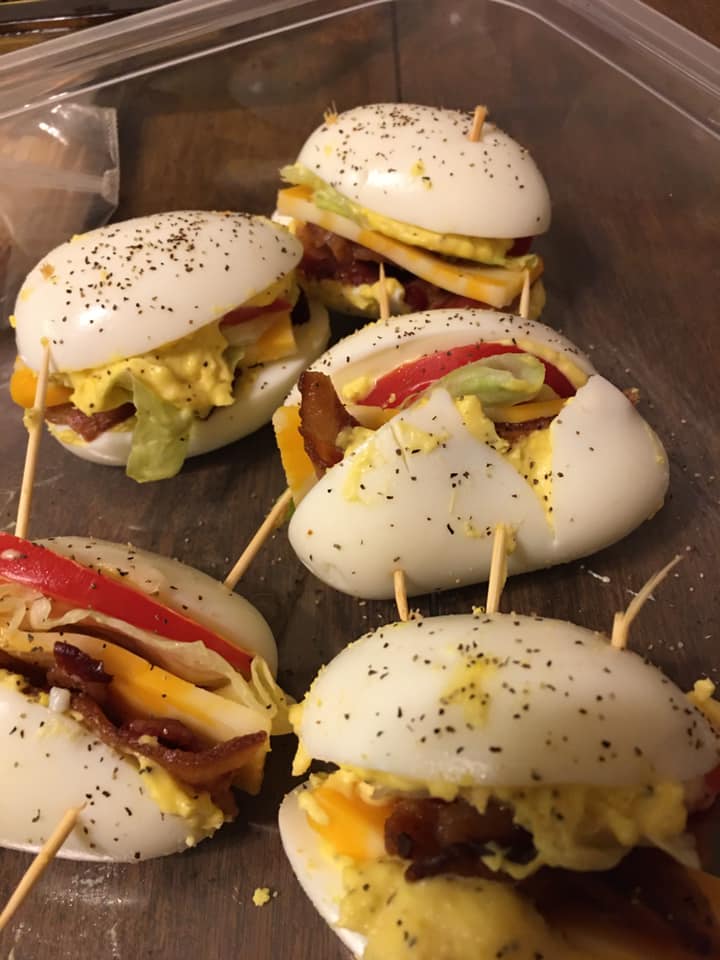 BLT deviled egg sandwiches ~ love these Keto treats.
#nocarbs
#keto #loveeggs