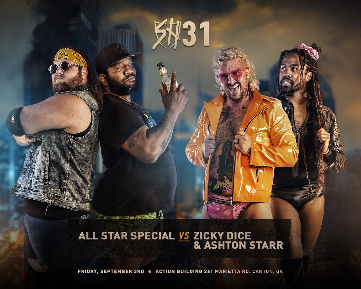 SHonorWrestling's tweet photo. SHW management just announced that on September 3rd at #SHW31, All-Star Special will get their opportunity to settle the score against the team that attacked them at #SHW30! They'll face off against the self-proclaimed "tag team champions" @AshtonIsAStarr &amp; @ZickyDice! https://t.co/7ctkut5j4T