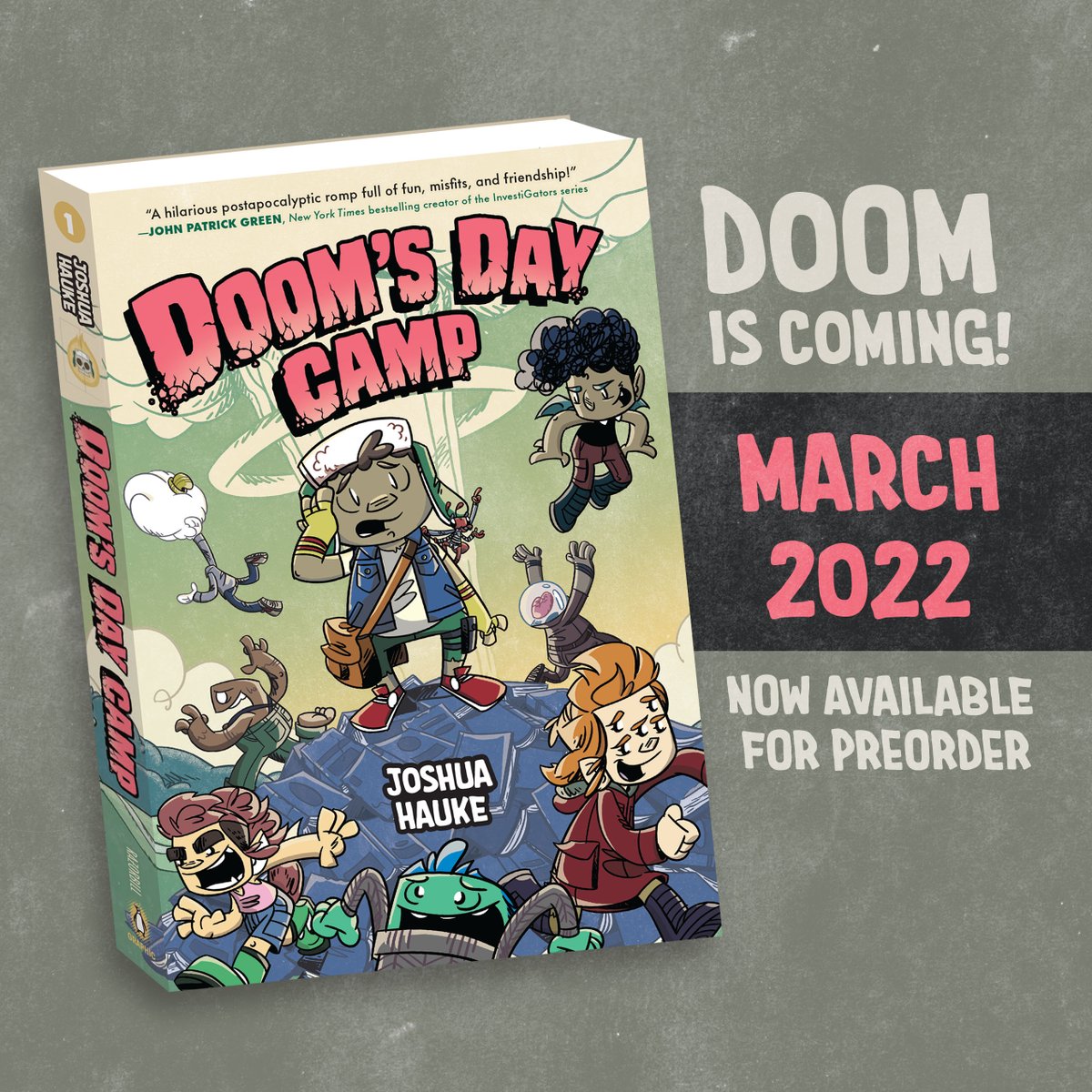 The cover for DOOM’S DAY CAMP is officially out! I really can’t wait for you all to see it. So, please tell your friends, tell your neighbors, tell your neighbor's dog, and preorder it today. #doomsdaycamp #razorbill #graphicnovelsforkids #graphicnovel #preorder