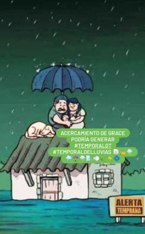 AlertaGt502's tweet photo. @EliuNuila @DTransitoPNC @ProvialOficial @MTunchez_19 @ElRebeldeGt1 @RBCNoticiasGT @FridelMejicanos @CRGuatemalteca @andrs_lemus @HuehueNoticias1 @NT_Regionales Tener en cuenta esta Alerta Temprana y siga los consejos de Conred, InsivumehGt, acuda a sus autoridades para activar su comité local de emergencia ante cualquier eventualidad especialmente en el SurOccidente del país 🌬️💨🍃🌩️⚡⛈️🌀🇬🇹
#TemporalDeLluvias #TemporalGt  #Grace🌀 https://t.co/ghub6dWb3e