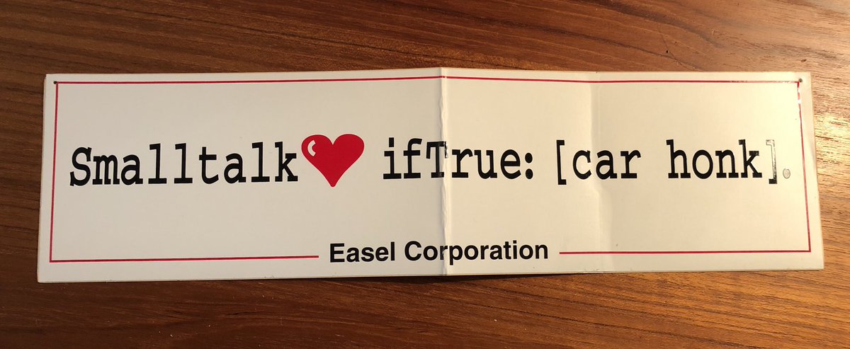 _JohnShoun's tweet photo. nostalgic for languages of the past …
got this at a conference years ago; it promptly started a debate about how  the implementation should revised #smalltalk #parcplace #digitalk https://t.co/tEaJkF5dzm