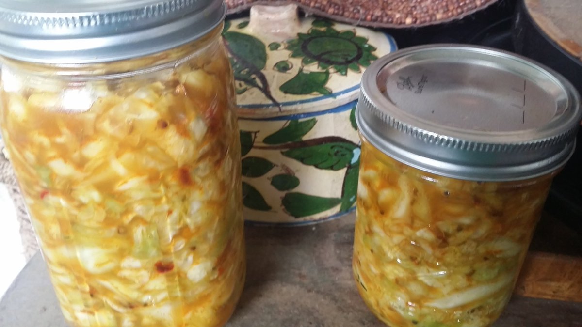 RealVeryMary's tweet photo. Ferments of the day:
Indian-spiced sauerkraut
Indian-spiced cucumber pickles
Rose Harissa cucumber pickles
@MickeyBlowtorch @ClaudesBBQ #FermentedTwitter https://t.co/SttEszJ30M