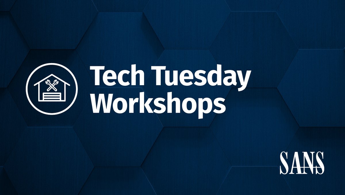 SANSInstitute's tweet photo. Our #TechTuesdayWorkshops are 2-hour, hands-on virtual environments that give you the opportunity to dive into material + start trying out tools & techniques that are useful + relevant in focus areas across cybersecurity. #TechTuesday
Learn more: https://t.co/qeiSmTz6Tp https://t.co/Ar1Gdk2lT2