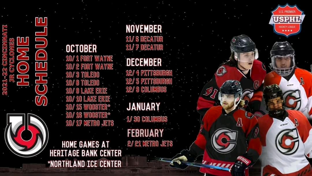 CoachAntelo's tweet image. Home schedule 📅 for the inaugural season of the Cincinnati Junior Cyclones of the USPHL has been released! #USPHLnation