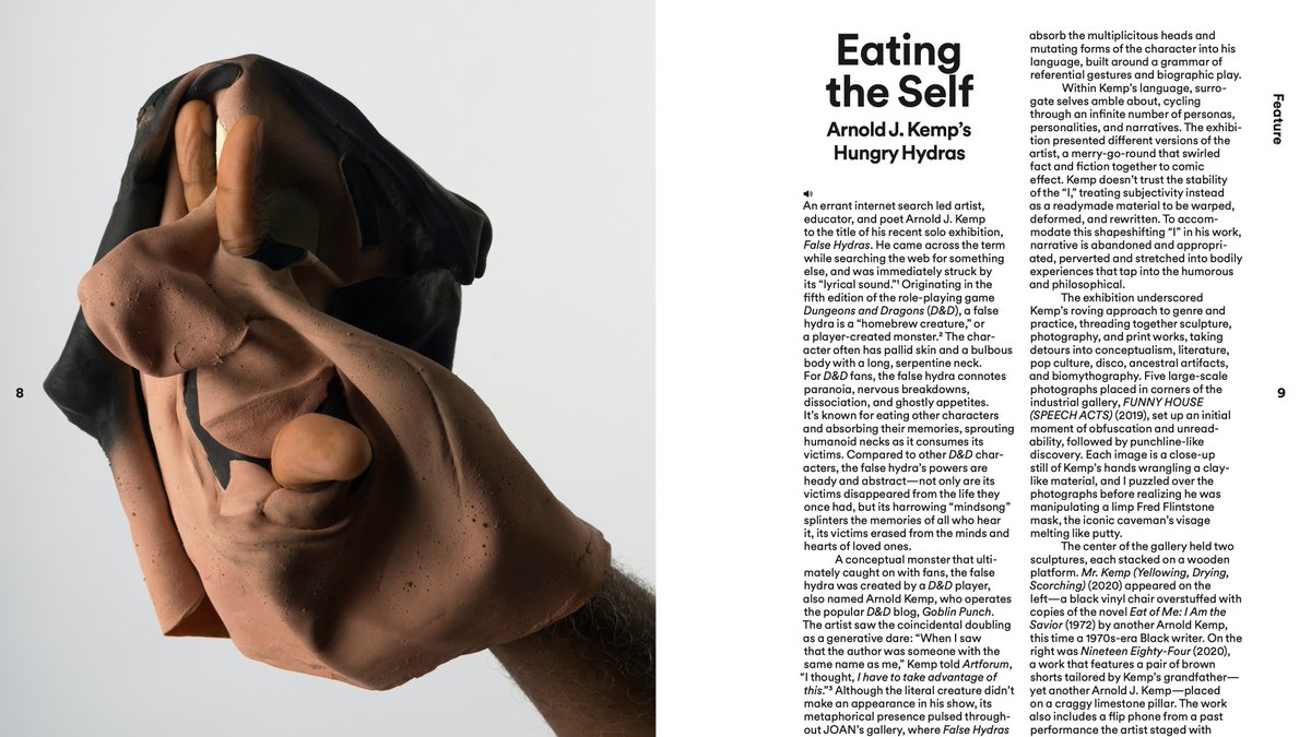 "At once silly and sinister, the shots of Kemp’s hands wrestling with Fred Flintstone’s collapsed face literalize the tensions between body and mask." Allison Noelle Conner @al_noellec on Arnold J. Kemp's False Hydras for <a href="/artreviewla/">CARLA</a> contemporaryartreview.la/print/