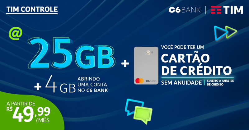 TIM Brasil - LEGENDA OFERTA R$ 49,99: Aproveite a Black Friday e tenha  muita internet para se jogar com o TIM Controle. São até 33GB abrindo uma  conta no C6 Bank e