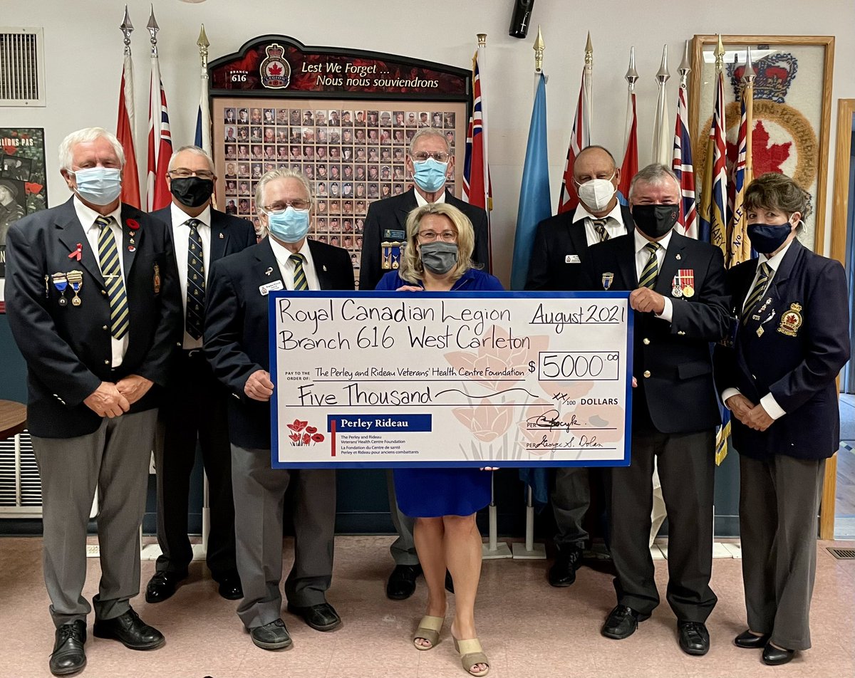 Thank you to @RoyalCdnLegion Br 616 West Carleton for your trust and generosity 🙌You bring comfort to Veterans who call Perley Rideau home 🙏 @prvhc_seniors #ConstanceBay