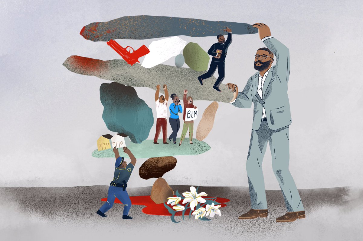 Illo for <a href="/teamtrace/">The Trace</a> and article <a href="/ByChipBrownlee/">Chip Brownlee</a> about Birmingham, Mayor Woodfin, Birmingham, his struggles for criminal justice, police reform, &amp; gun violence prevention. In partnership w <a href="/Slate/">Slate</a> 
Thx ADs <a href="/Joy_Resmovits/">Joy, now joyresmo.bsky.social</a> @dnlnss #illustration #editorial #art