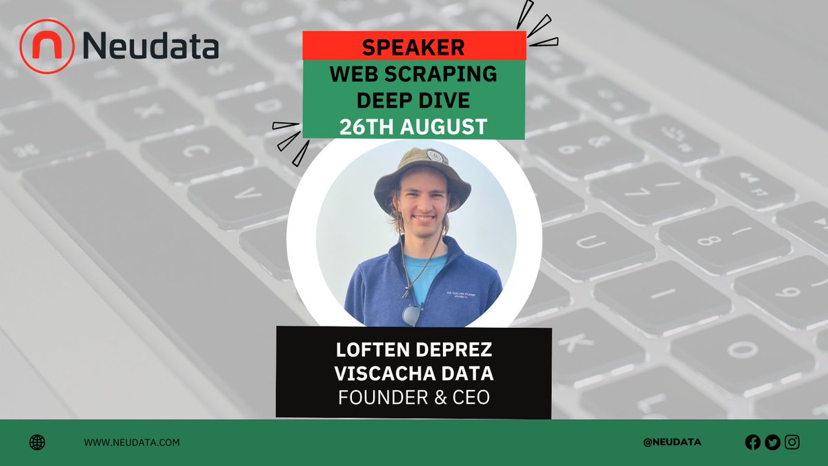 ViscachaData's tweet photo. Thrilled to announce that Viscacha CEO @loften_deprez will be joining @Neudata's panel for a deep-dive discussion covering all things web-scraping on August 26th! #Data

Register for the event here: https://t.co/KzQB2zruQL https://t.co/HOTriiIFs7