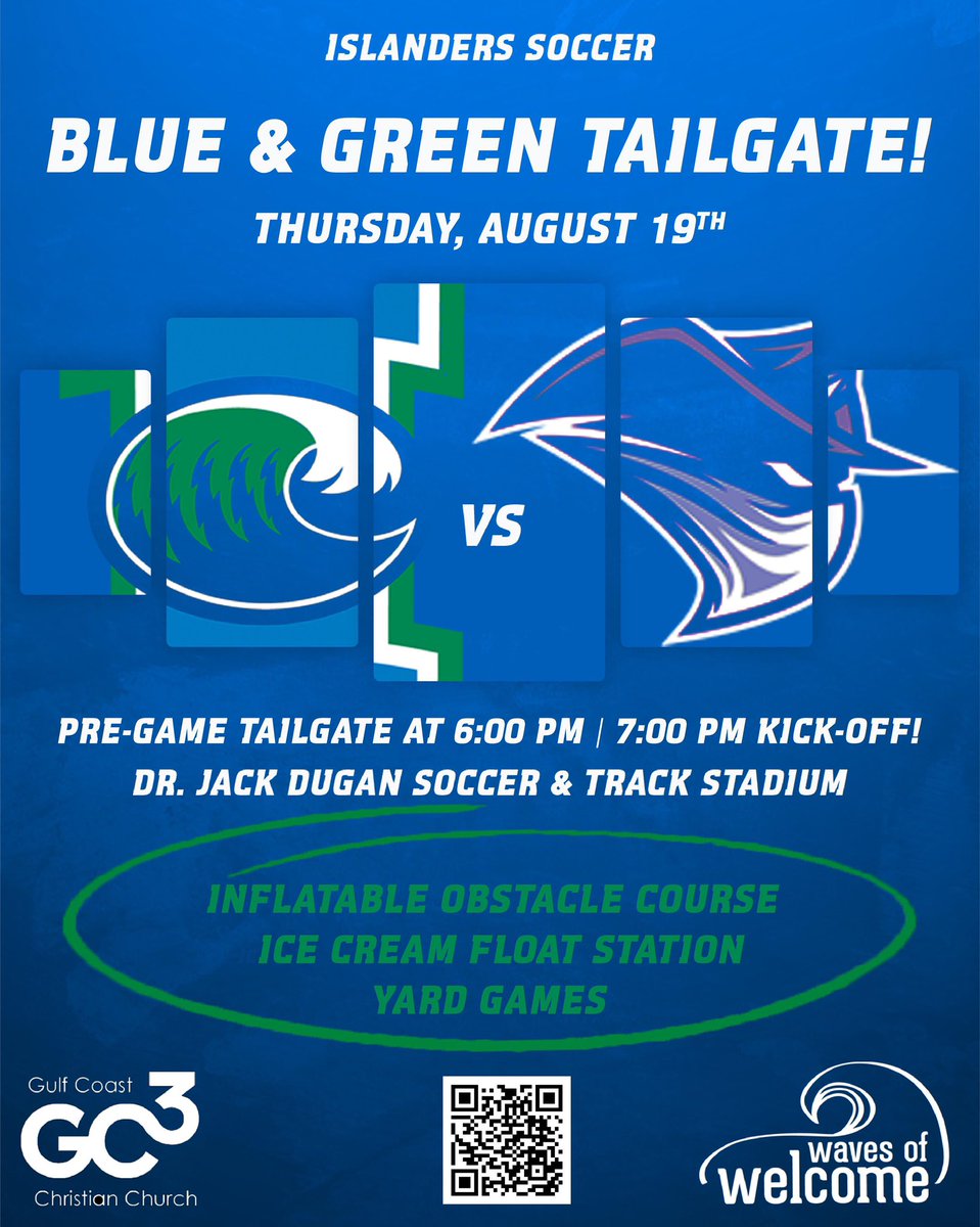 IslanderDeepEnd's tweet photo. 🔵 PRE-GAME TAILGATE 🟢

Obstacle course, ice cream floats and more!

⚽️: @IslandersSoccer 
📅 Thursday, August 19th
🕕 6:00PM
📍 Dugan Stadium

Register Here:
https://t.co/uaTqwp7Xl6

We can’t wait to see our new and current Islanders! 

#ShakasUp | #TAMUCC https://t.co/FBrCt0aQV8