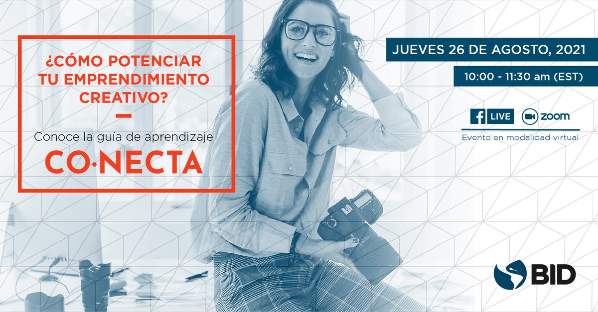 matgrazzi's tweet photo. El jueves 26 de agosto desde el BID lanzamos CO·NECTA, una guía de autoaprendizaje para apoyar a los emprendedores creativos de América Latina y el Caribe (ALC). #innovación #emprendimiento #economiacreativa #economianaranja #bid
Registración aquí: https://t.co/Ib3MxmNJMl https://t.co/DkVue1GfAh